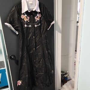 Boozelele Black and Pink Button-Up Shirt Dress